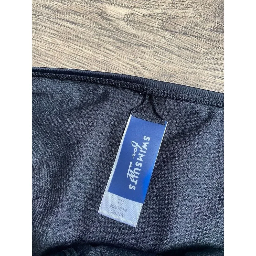 NWT Womens Swimsuits For All cheeky low rise black bikini bottoms size 10‎